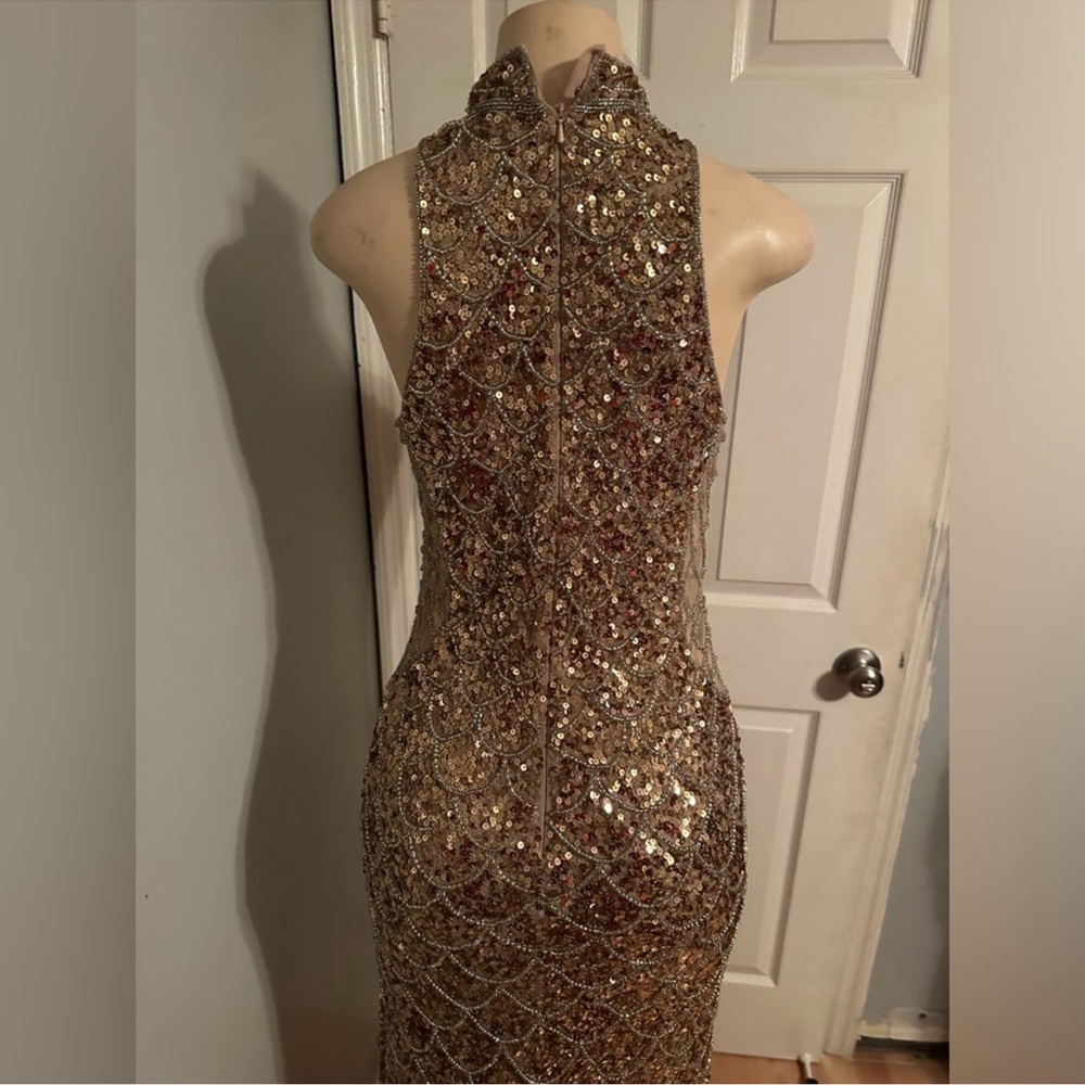 Mac Duggal Copper Sequin Beaded Samantha Stone Gown - Picture 6 of 10